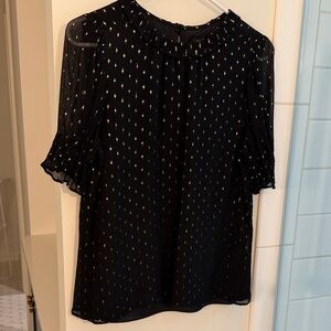 J. Crew Black Blouse with Gold Dot Detail